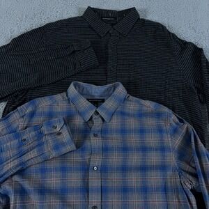 LOT OF 2 Banana Republic Shirt Mens XL Plaid Houndstooth Flannel Preppy Casual